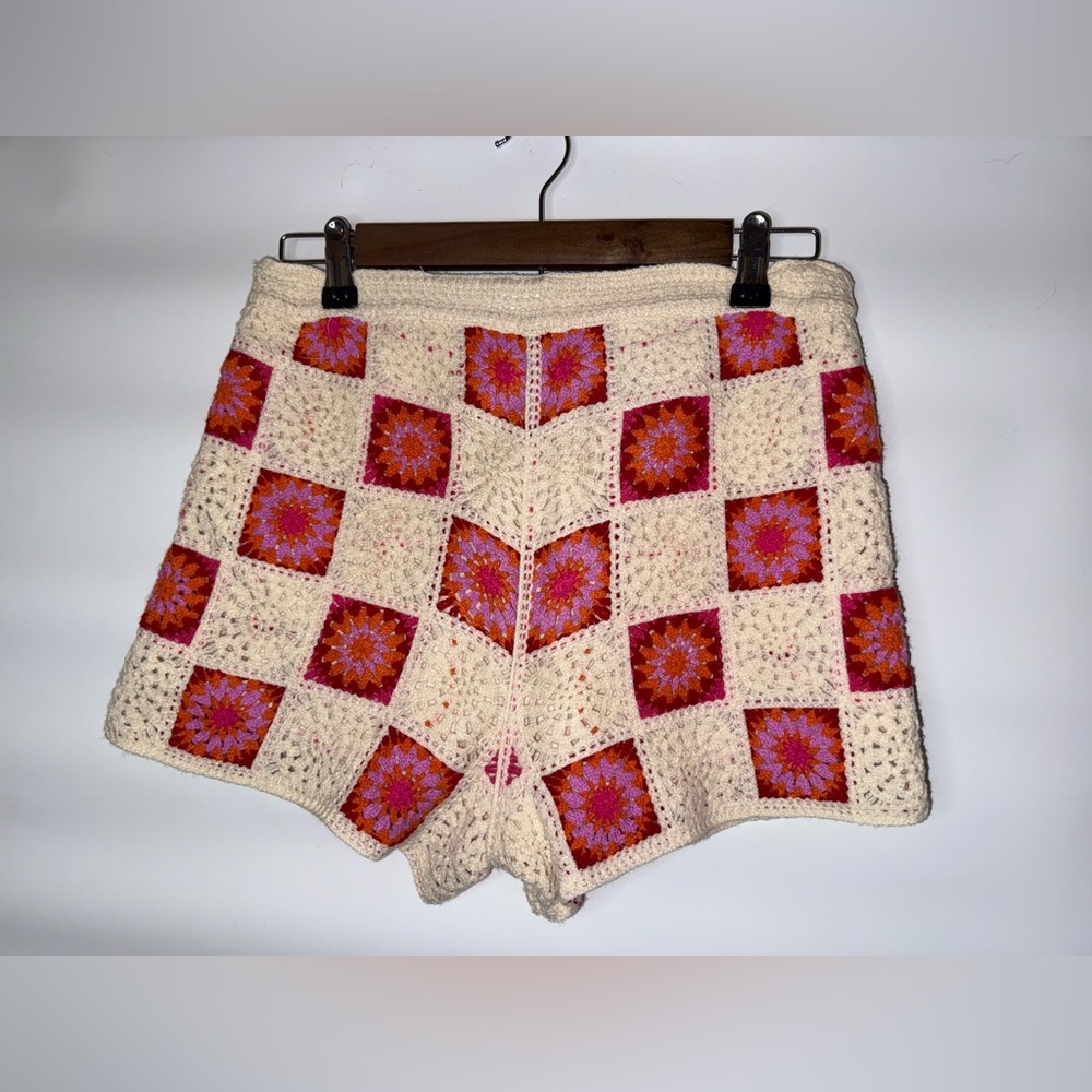 Chelsea & Violet Crochet Granny Square Shorts | Boho Festival | Retro Patchwork - Picture 3 of 8
